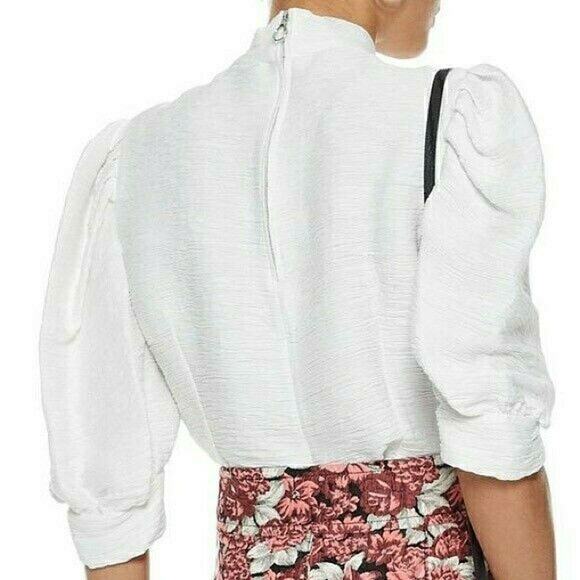 SANDRO Paris Janyce puff sleeve cloqué blouse top blouse in ecru Size 3 L NEW - Picture 4 of 8